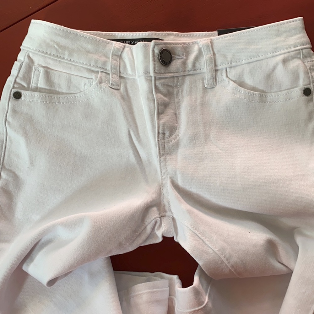 NWT Simply Vera Wang white denim jeans Capri mid rise 0P - Picture 3 of 7